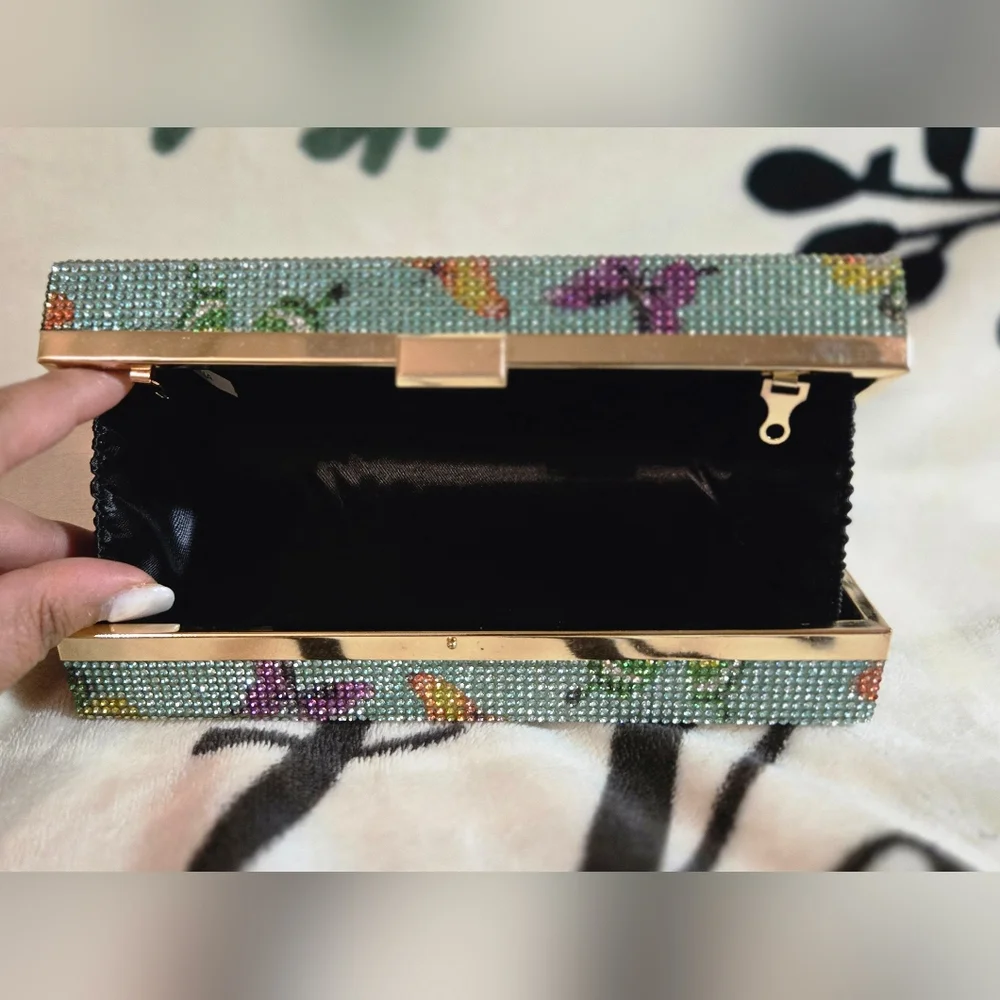 NWOT Butterfly Rhinestone Clutch (Green) - Picture 7 of 10